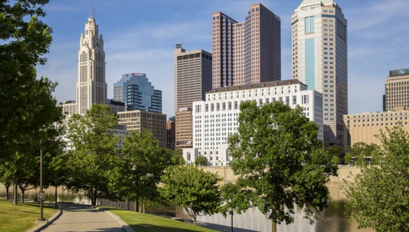 Columbus skyline on the water