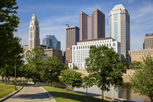 Columbus skyline on the water