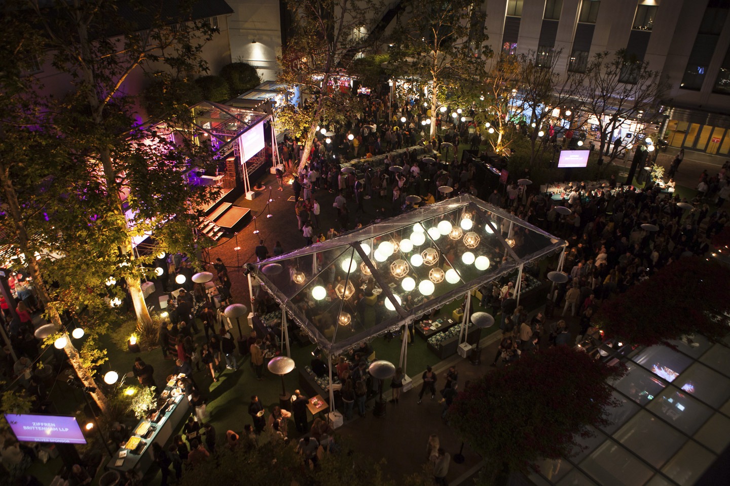 An aerial shot of a formal City Year event
