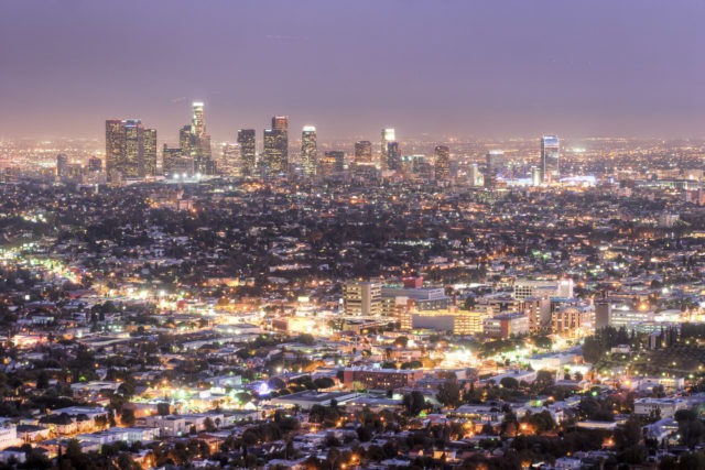 a sprawling view of Los Angeles at night