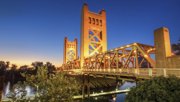 Sacramento bridge at dusk