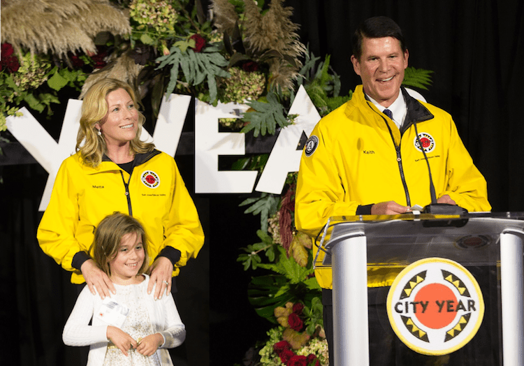 Metta and Keith Krach with daughter Emma as they are honored with the 2018 City Year Citizen Leadership Award.