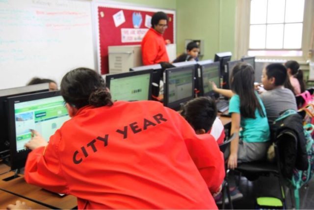 City Year AmeriCorps members facilitate Hour of Code for students