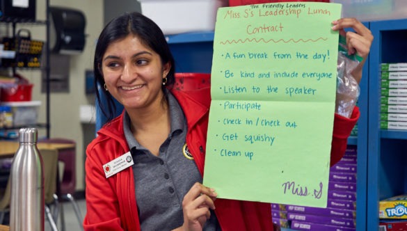 City Year Leadership lunch mentoring student