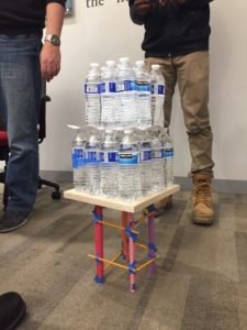 Mas, Ben, Nana, Ted and Chris Built a structure that supported the most water bottles. 