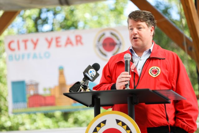 City Year AmeriCorps CEO Jim Balfanz at Buffalo Opening Day