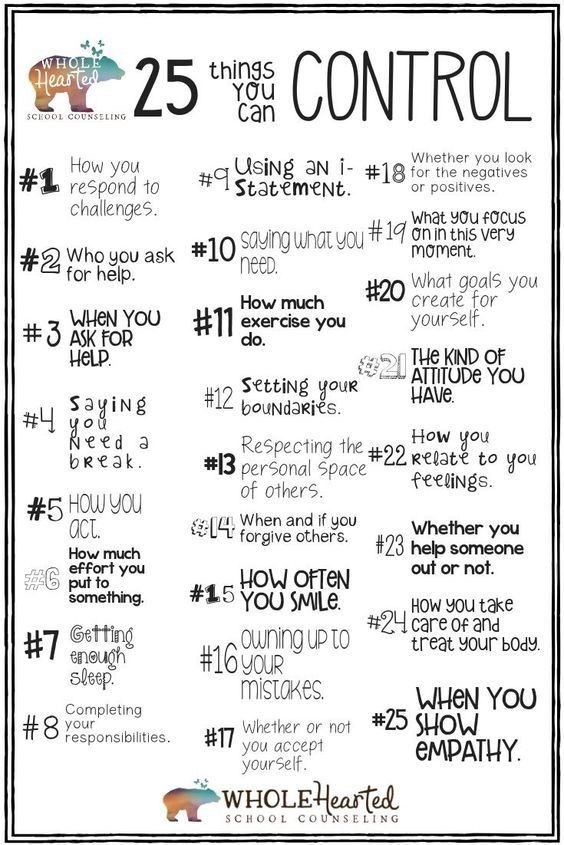 List of 25 things you can control