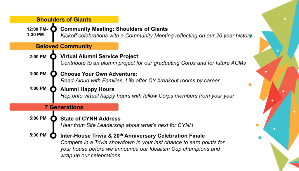 CYNH alumni anniversary event schedule