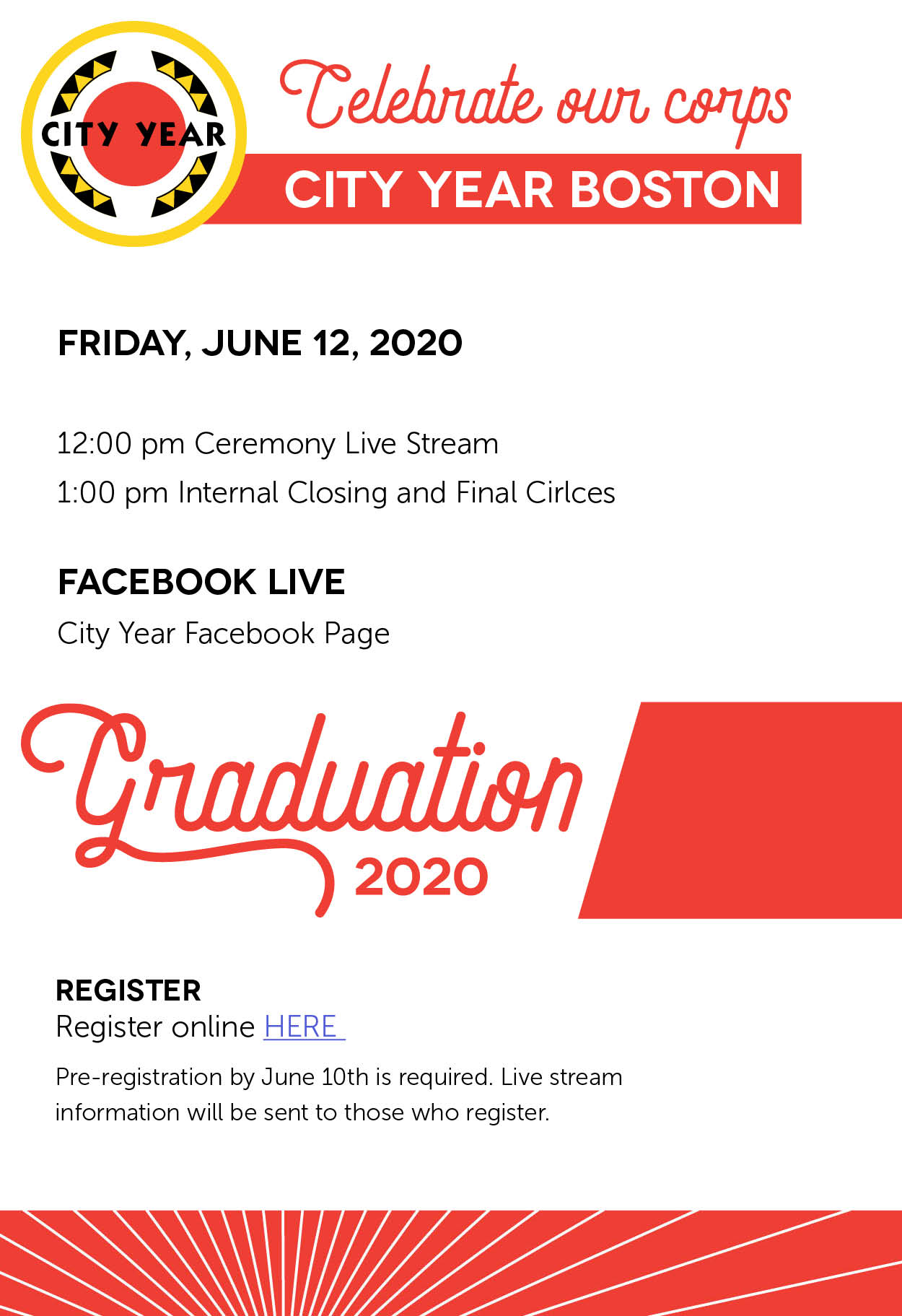 City Year Boston graduation invitation