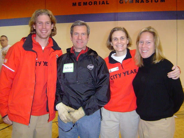 Matt Wilhelm, circa 2005, stands with three teammates during his City Year AmeriCorps year.