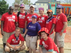 Part of the team working with New Balance and KABOOM to build a playground structure.