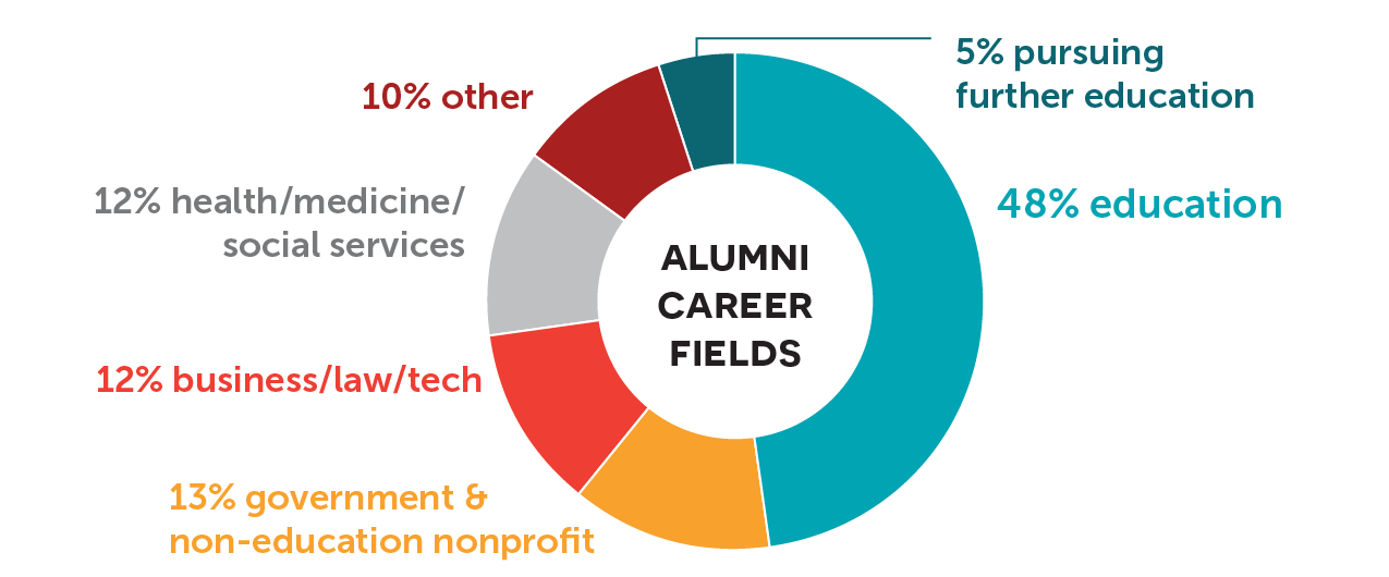 Pie chart of alumni career fiels