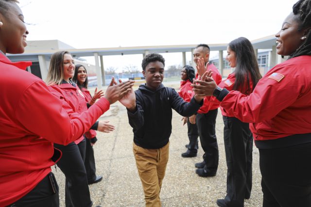 City Year Memphis morning greeting for students