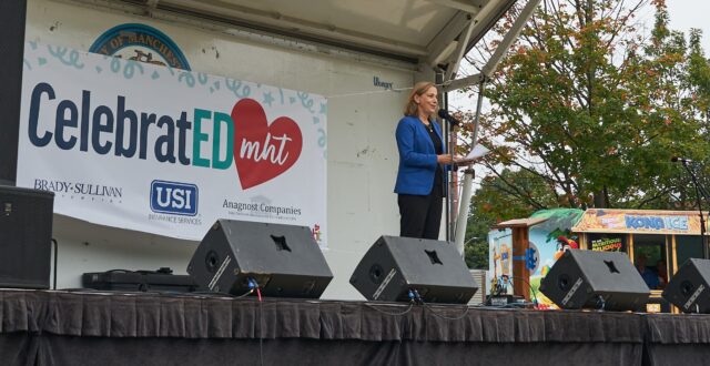 Mayor Joyce Craig speaking at CelebratED event.