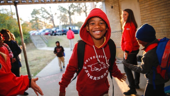 students and City Year AmeriCorps members at Mabelvale Elementary School in Little Rock