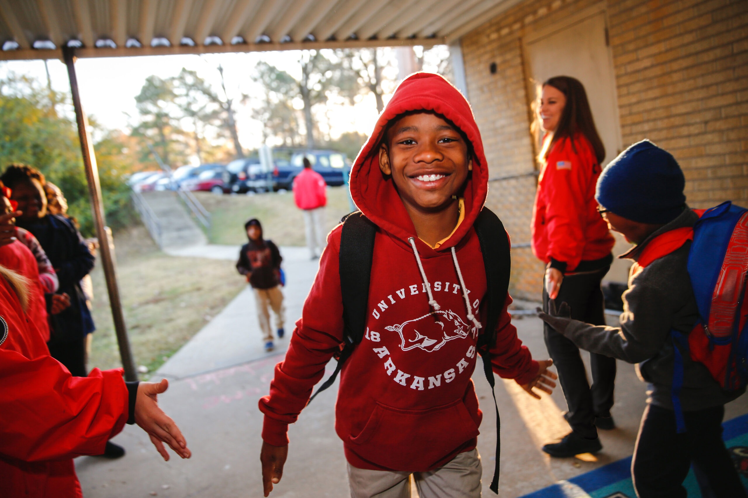 students and City Year AmeriCorps members at Mabelvale Elementary School in Little Rock