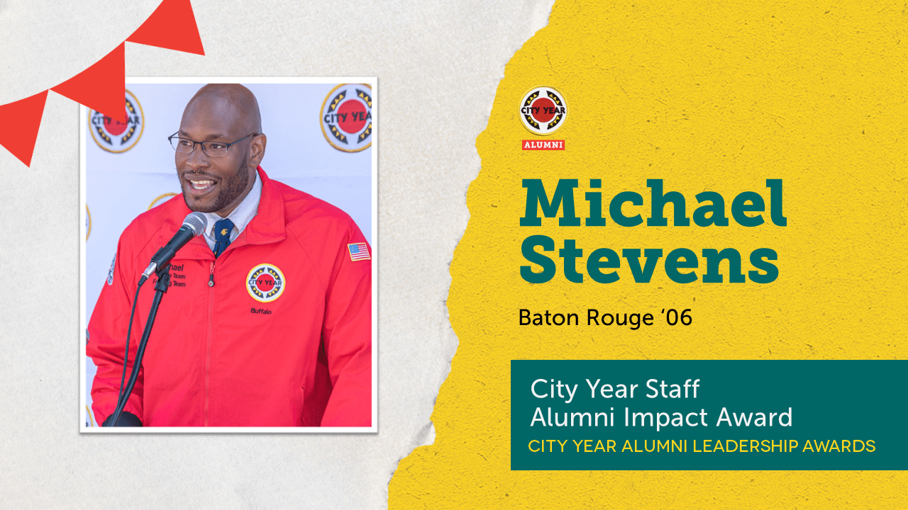 City Year alum and staff member Michael Stevens, 2023 Staff Alumni Impact Award winner