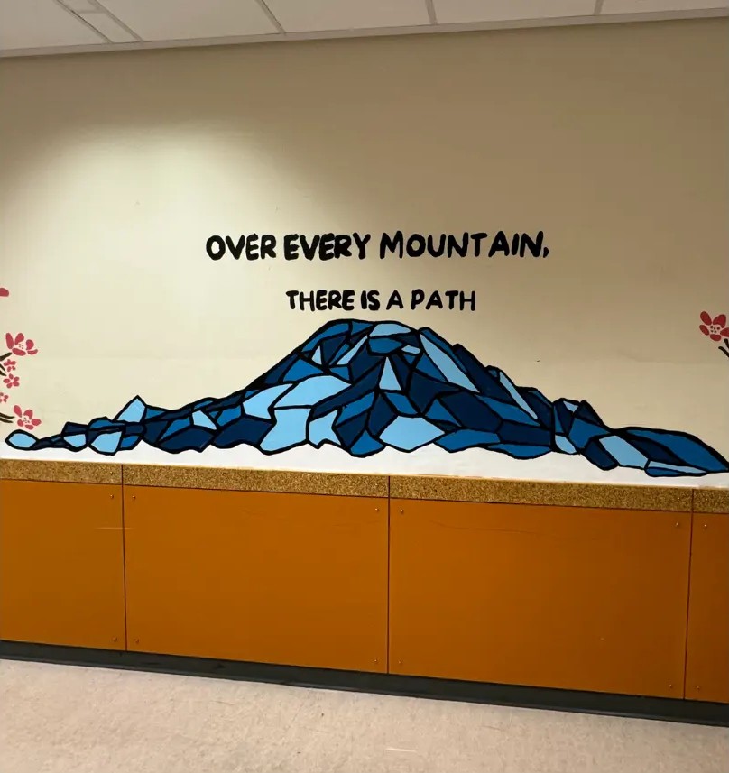 Completed mountain mural reading 